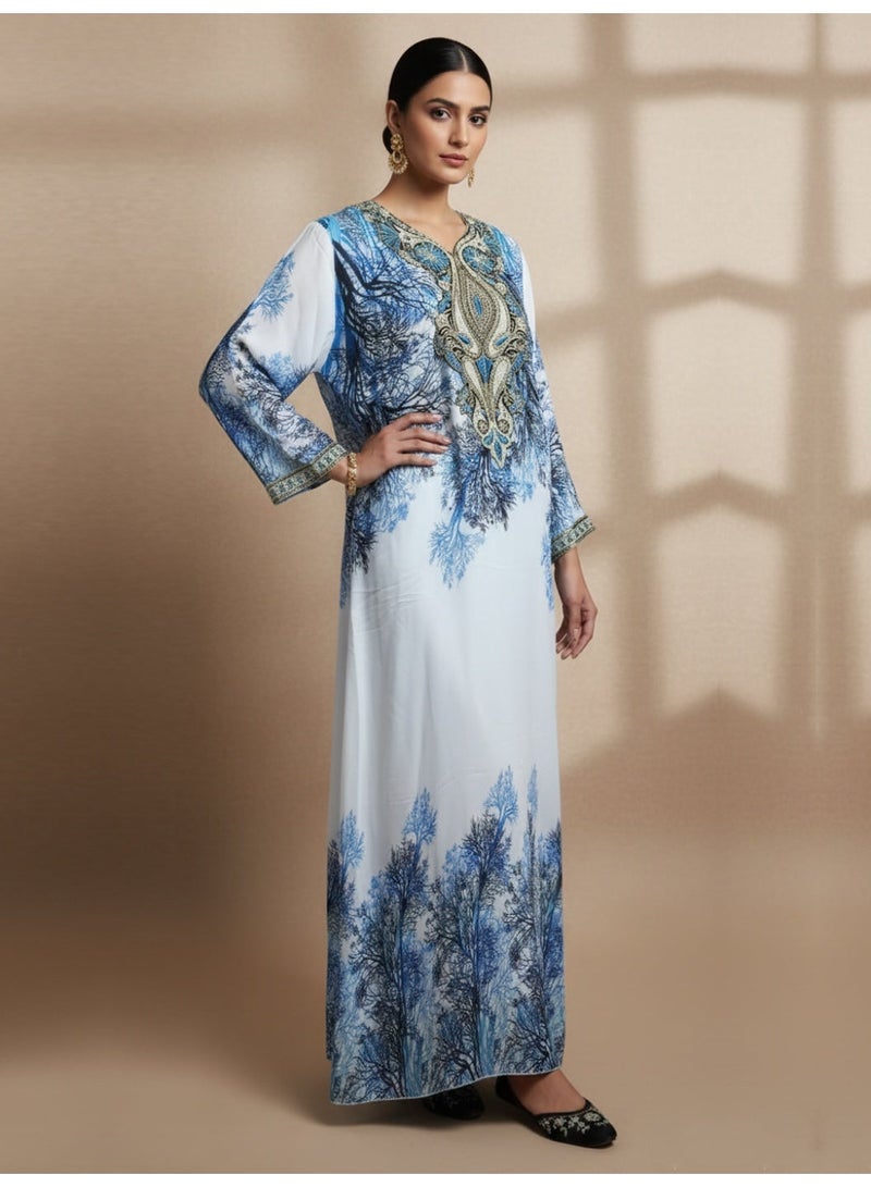 الايا جلابية نسائية شيفون مطرزة بالزهور - Image 3